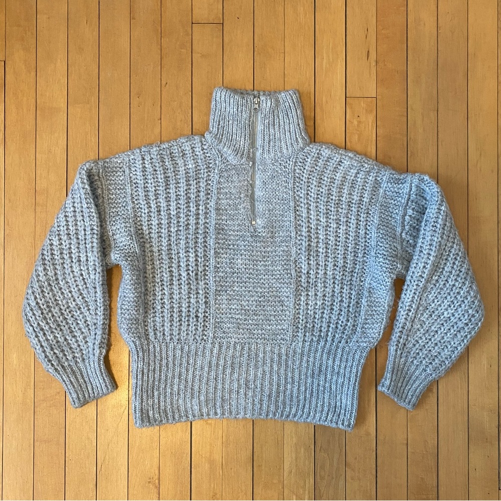 Supersoft Topshop grey half zip crop sweater Size S
